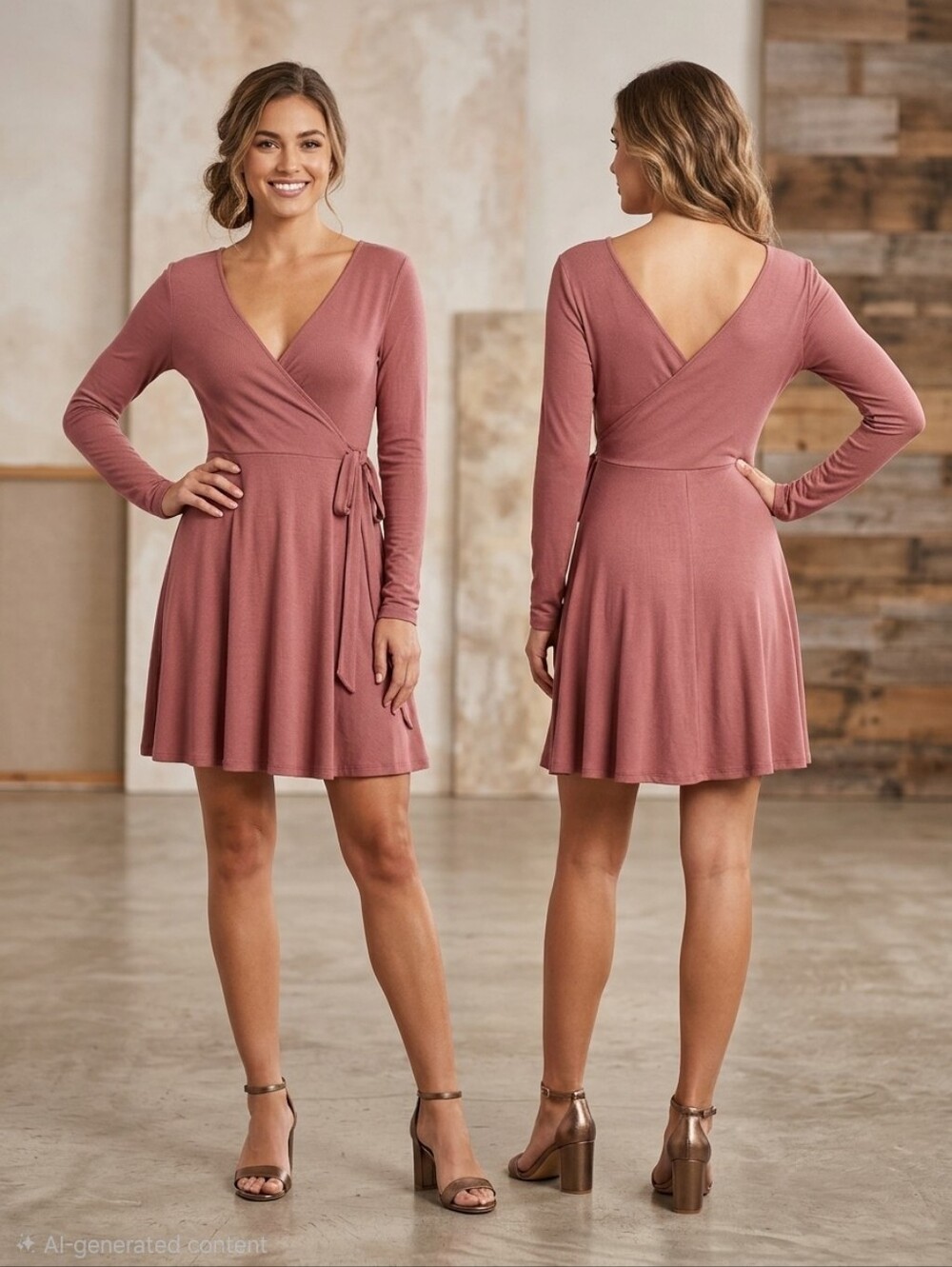 Forever 21 Women's Mauve Solid Fit & Flare Dress